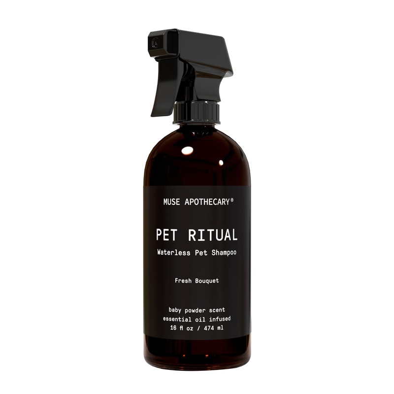 Muse Apothecary Pet Ritual Aromatic Waterless Shampoo for Pets – No Rinse Dog Shampoo – Waterless Shampoo for Cats – Waterless Dog Shampoo for Large Dogs – Essential Oils Infused, 16oz Fresh Bouquet 16 Fl Oz (Pack of 1)