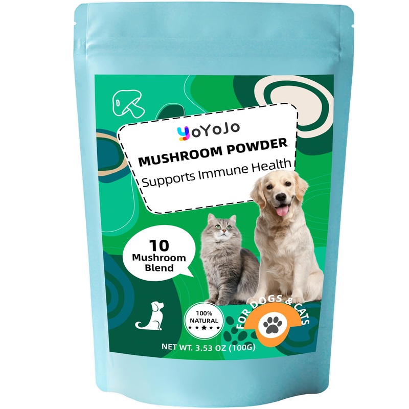 Mushrooms Extract Powder for Dogs & Cats – 10 Mushrooms Complex Pet Supplement for Immunity, Cellular Health, Cognition, Longevity – Lion’s Mane, Turkey Tail, Reishi for Dogs & Cats – 3.53 oz / 100g 3.53OZ (100G)
