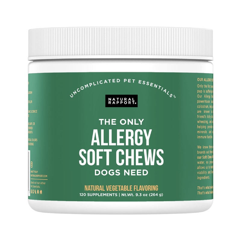 Natural Rapport Dog Allergy Supplement – The Only Allergy Soft Chews Dogs Need – 120ct Treats That Contain Kelp and Bee Pollen for Allergy and Itch Relief Allergy Chew