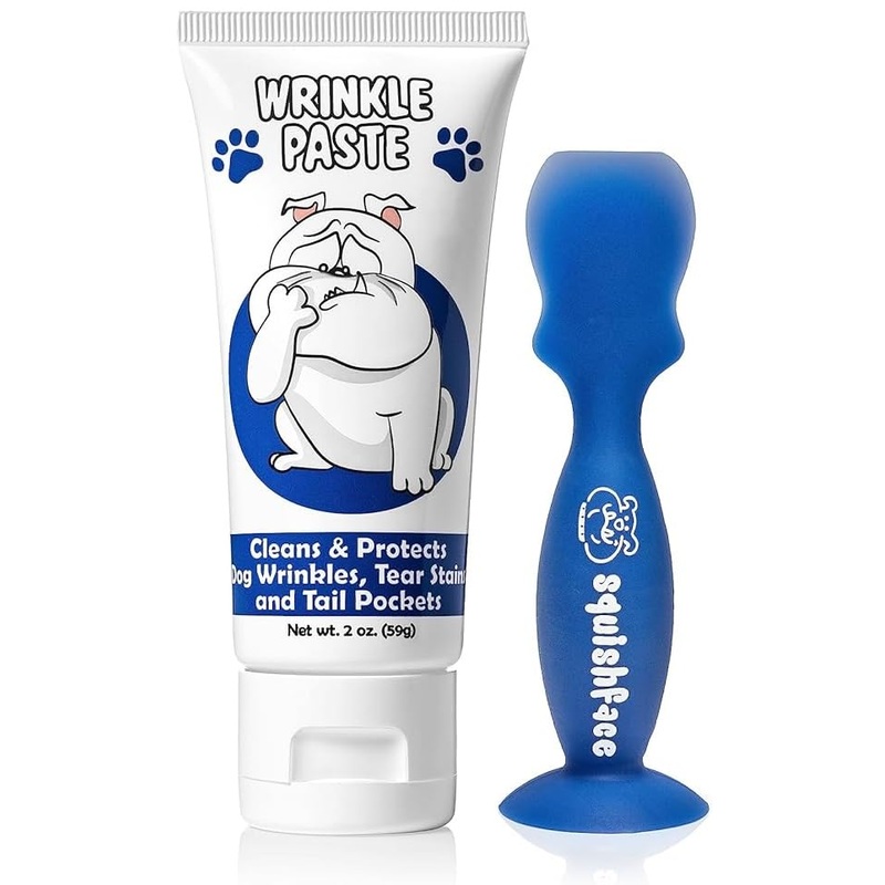 Squishface Wrinkle Paste & Flexible Silicone Dog Wrinkle Cream Applicator Bundle – Softer, Cleaner Way to Apply Wrinkle Paste to Your Dog’s Face – Great for All Breeds!
