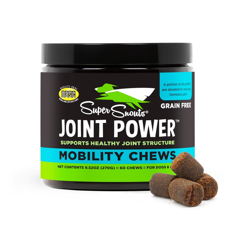Super Snouts Joint Power  60 Soft Chews  Joint Supplement for Dogs and Cats with Green Lipped Mussel Helps Ease Discomfort & Stiffness Made in The USA