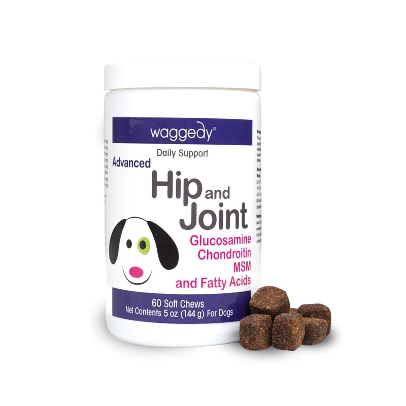 waggedy Advanced Hip and Joint Supplement Dogs with Glucosamine, Chondroitin, MSM & Fatty Acids  Daily Support Dog Health Supplements to Slow Degenerative Process Inside Joints (60 Dog Chews) Advanced Hip & Joint 60 Count