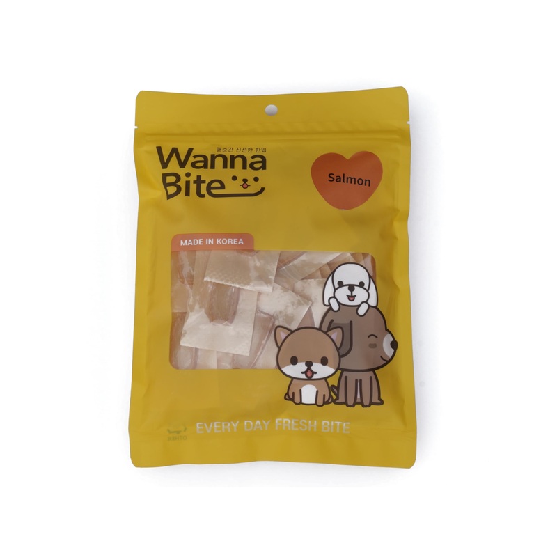 WannaBite Chicken Jerky, All Natural Dog Treats, Healthy Cat and Dog Chews, Tuna/Salmon/Pollock Flavors, Human Grade, Grain-Free and No Artificial Color & Flavor, 7.9 OZ, 30 Count Salmon