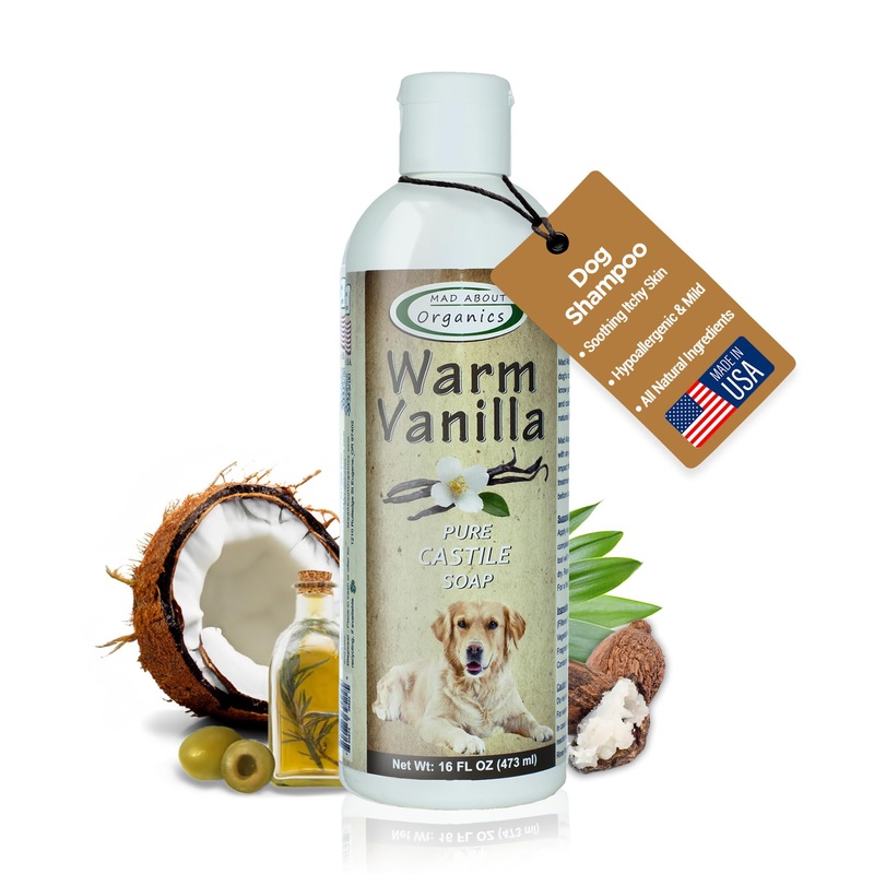 Warm Vanilla Dog Shampoo – Gentle Castile Soap for All Coat Types, Mild and Enriching Hydrating Formula for Dogs 4 Weeks & Above, Carefully Crafted, 16 oz Warm Vanilla