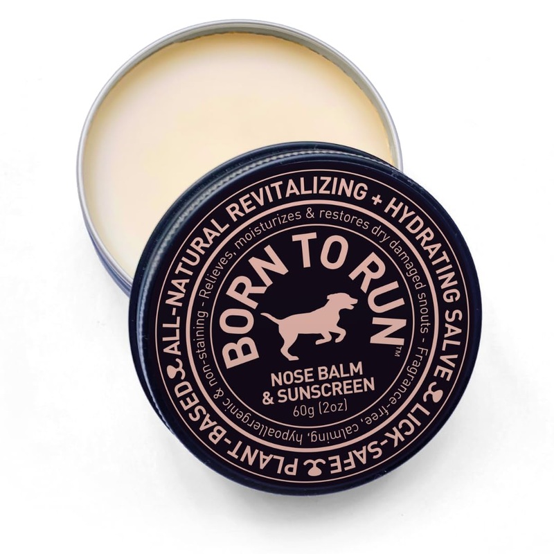 Born To Run Dog Nose Balm | Dry Cracked Chapped Snout Soother | Moisturizes Heals Natural Sunscreen & Cold Winter Protection | Hyperkeratosis Relief Plant-Based Fragrance-Free Lick Safe Nose Cream 2oz