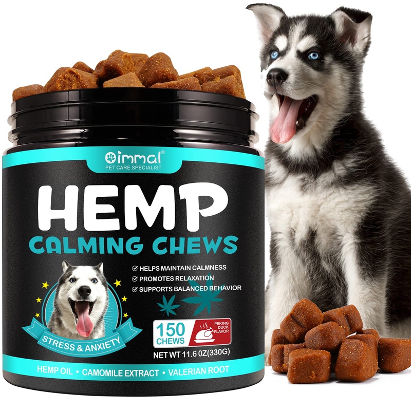 Calming Chews for Dogs, Dog Anxiety Relief and Stress, Dog Calming Treats for Separation Barking, Valerian Root, Dog Calming Aid for All Breeds & Sizes (330g) (Duck) 150 chews duck