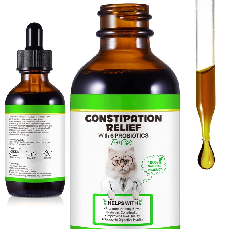Cat Constipation Relief, Liquid Cat Laxative 60 ml, Cat Stool Softener Pet Herbal Supplements, Promotes Digestive Health, Roast Chicken Flavour, 2 fl oz