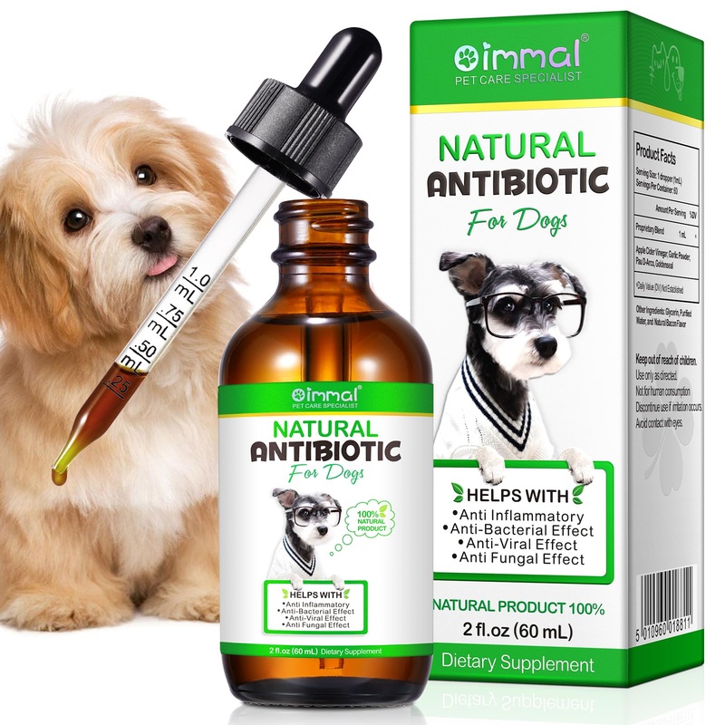 Dog Antibiotics for Skin Infection, Dog Antibiotics, Antibiotic for Dogs, Natural Antibiotics for Dogs Multivitamin Support Immune and Dog Allergy Itch Relief, Pet Antibiotics Supplement, 2 Fl Oz
