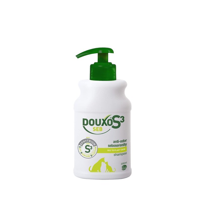 Douxo S3 SEB Antidandruff Antiodour Oily Skin Dog and Cat Shampoo – Hypoallergenic Fragrance – Glossy Coat Results – Veterinary Recommended and Clinically Proven – Safe Skincare Selection – 200ml Seb Anti-dandruff Dog and Cat Shampoo