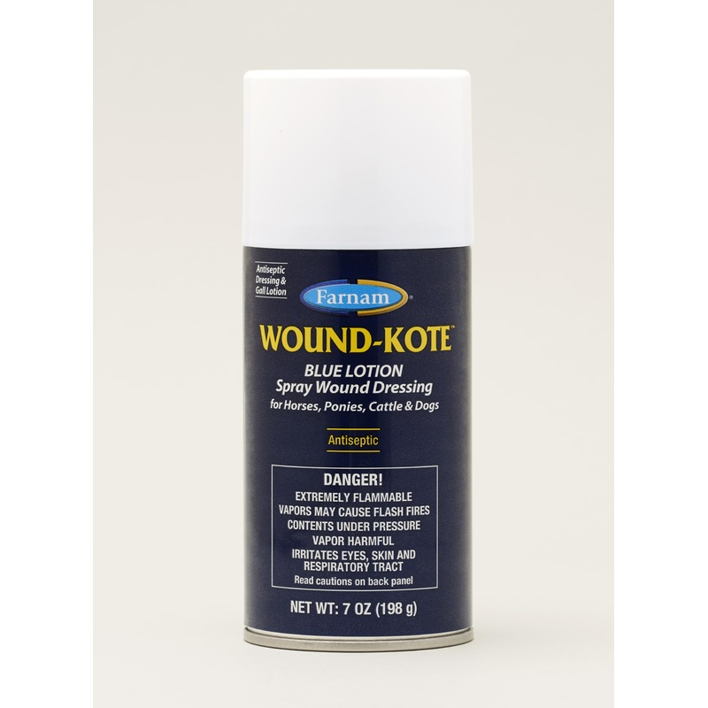 Farnam Wound-Kote Blue Lotion Spray Horse Wound Care for use on Horses and Dogs, Antiseptic Properties, for Minor Wounds, Cuts and Sores, 7 Oz.