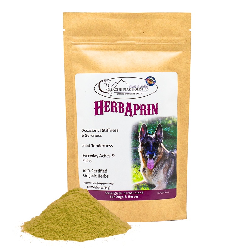 Glacier Peak Holistics HerbAprin – Natural Pain Relief for Dogs, Organic Herb Blend for Arthritis, Aches, Pains, Inflammation, Mobility Support, and Hip & Joint Discomfort – 3oz (90 Servings)