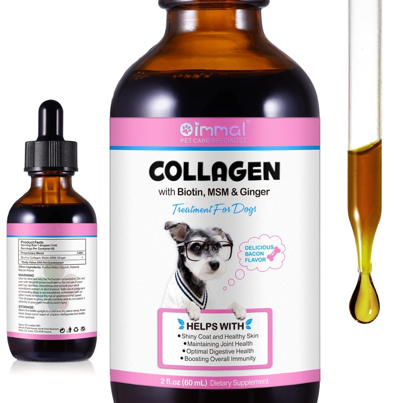 Liquid Collagen for Dogs | Collagen for Dogs | Liquid Collagen for Dogs | Liquid Collagen Skin and Coat | Itch Relief for Dogs with Allergies | Skin and Coat Supplement for Dogs Bacon Flavor 2fl.oz 1
