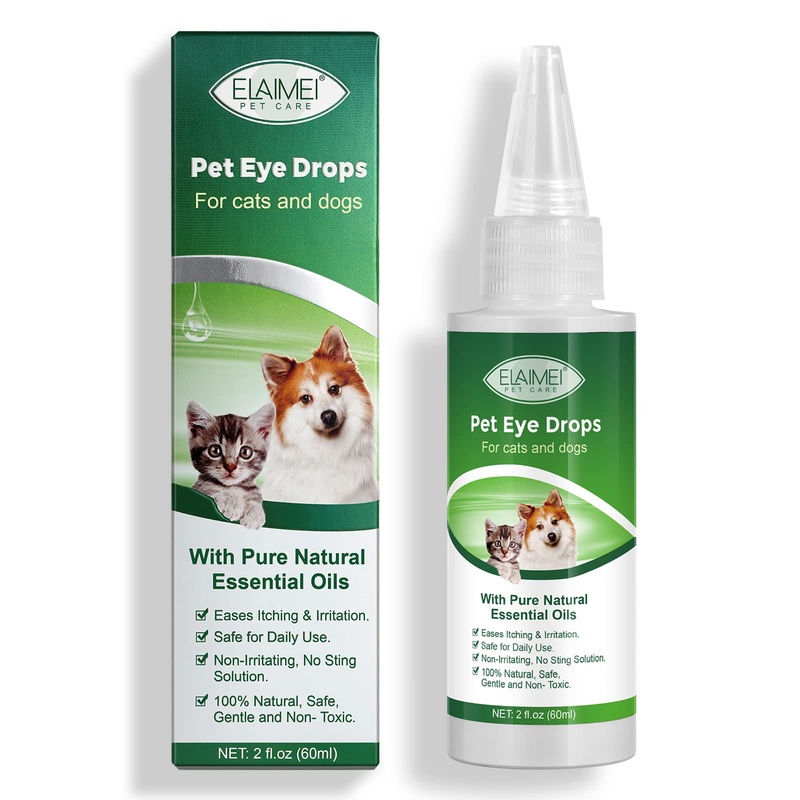 Pet Eye Drops for Dogs & Cats, 60 ml Dog Eye Cleaner for Allergy Eyes, Eyes Infection and Redness Eyes Relief, Remove Tear Stain & Eye Debris – Pet Eye Care Supplement Drops for Dry Eyes – 2 fl oz