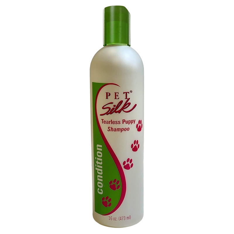Pet Silk Tearless Puppy Shampoo 16oz, Specially Formulated Tear Free Shampoo for Sensitve Skin & Coat, Effective & Gentle, Fragrance & Dye Free for The at-Home Groomers!