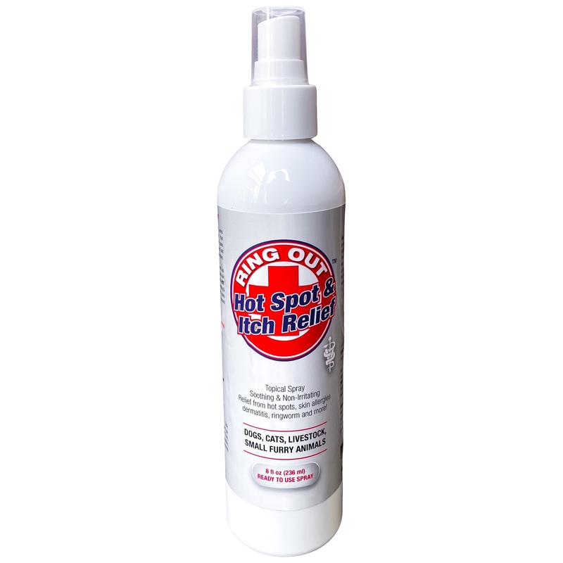 Ring Out – Hot Spot and Itch Relief for Dogs and Cats. Spray for Dog Hotspot, Rash, Dry Skin, Infection, Paws, Itching, Irritation, Allergy, Wound Care (8 oz Spray Bottle)