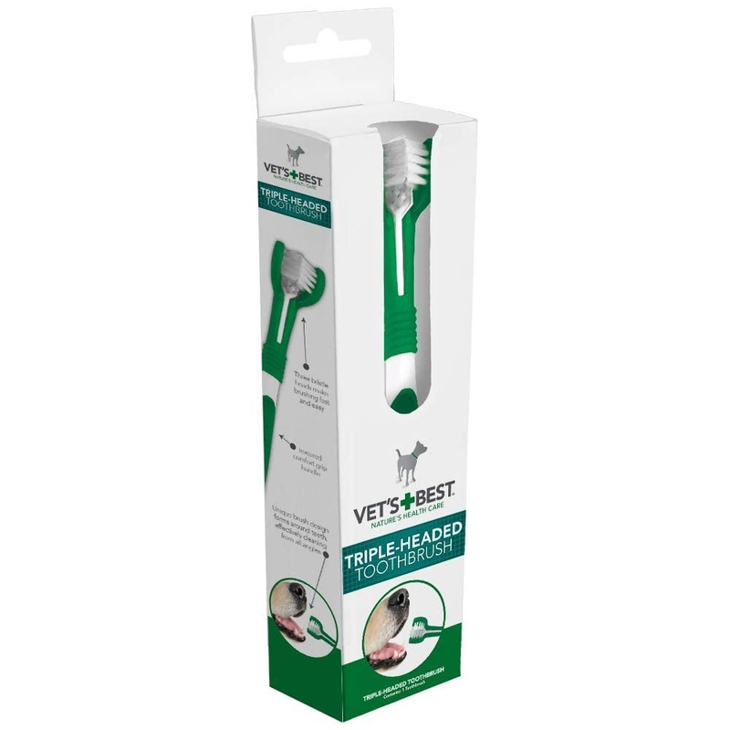 Vets Best Triple Headed Toothbrush for Dogs – Teeth Cleaning and Fresh Breath