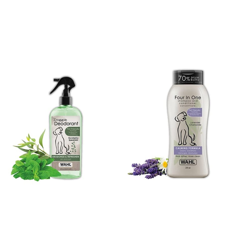 Wahl Deodorizing & Refreshing Pet Deodorant & 4-in-1 Calming Pet Shampoo  Cleans, Conditions, Detangles, & Moisturizes with Lavender Chamomile – 24 Oz