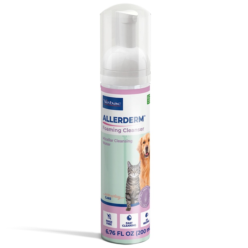 ALLERDERM Foaming Cleanser- Rinse-Free Waterless Micellar Foam for Dogs and Cats with Sensitive Skin by Virbac