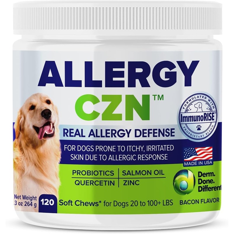 Allergy CZN – Itch and Allergy Chew for Dogs, Seasonal Allergies Anti Itch Dog Chewables with ImmunoRise Blend, 3 oz/120 Count