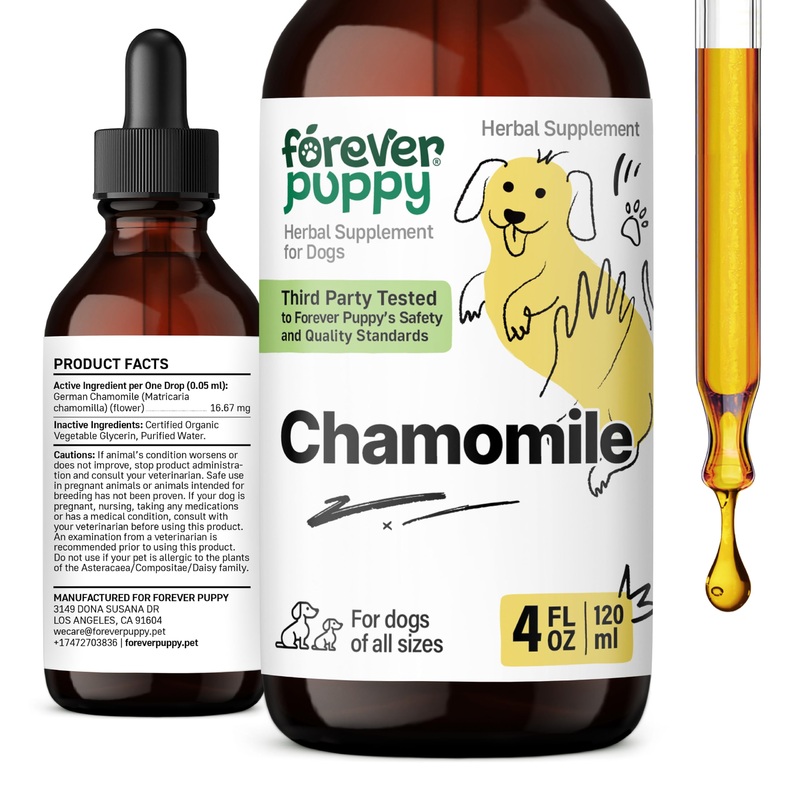 Chamomile Tincture for Dogs – Chamomile Liquid Extract for Gas Relief & Gut Cleanse Support – Liquid Digestive Health Supplement for Dogs of All Breeds & Sizes – 4 oz 4 fl oz