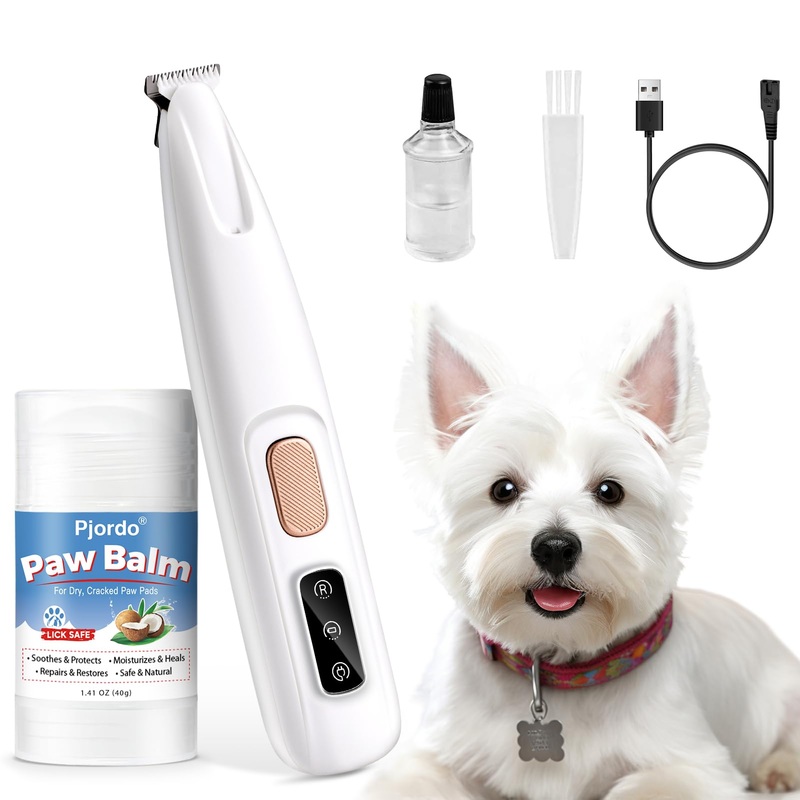 Dog Clippers with Dog Paw Balm, Low Noise Dog Hair Trimmer, Grooming Clipper for Cats Trimming Paws, Eyes, Ears, Face, Rump