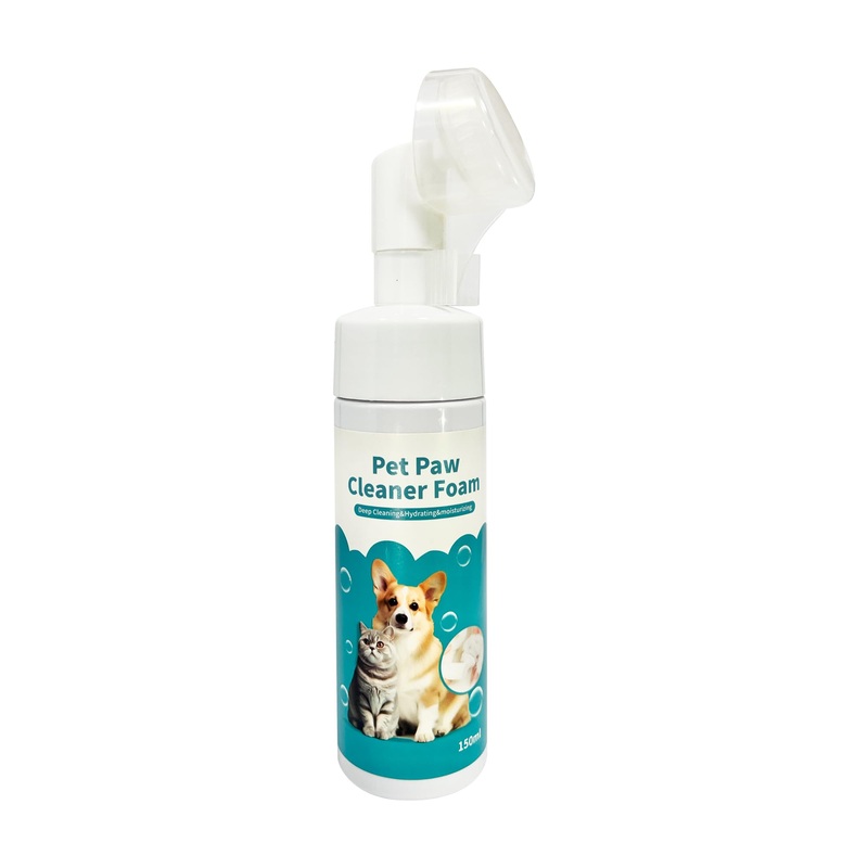 Dog paw Cleaner, No-Rinse Foaming Cleanser, pet paw Cleaner with Silicone Foam Brush