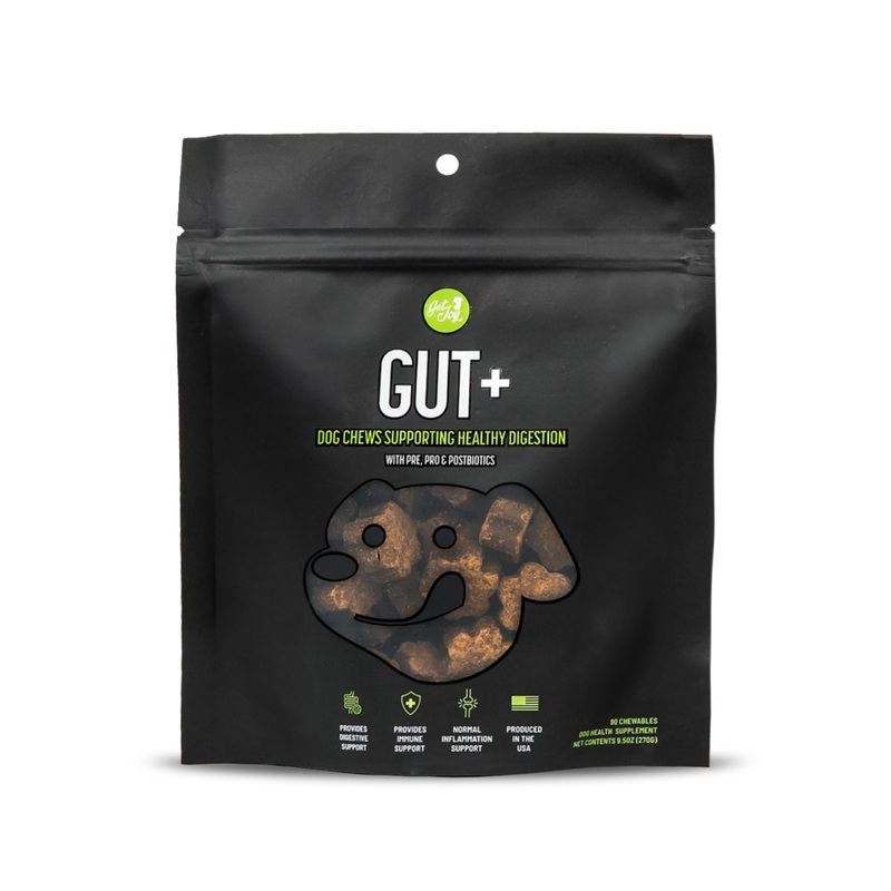 Get Joy Gut+ Probiotic Chews for Dogs, 90 Soft Chews, Chicken Flavor, Supports Digestive Health & Immunity, with Pre, Pro & Postbiotics, PhD Animal Nutritionist Formulated, Produced in USA Gut+