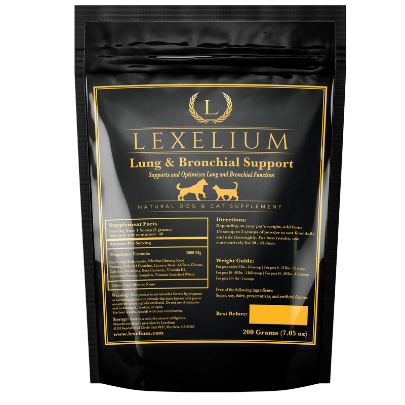 Lung & Bronchial Supplement for Dogs and Cats – Provides Breathing Support & Keeps Lung Healthy  Optimizes Lung Function & Breathing – Easy to Mix Powder – 200G
