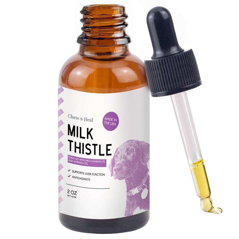 Milk Thistle for Dogs Liver Support – 2 oz Liquid Milk Thistle Supplement for Kidney and Liver Support – with Wild Alaskan Salmon Oil and Moringa Oil – Made in USA