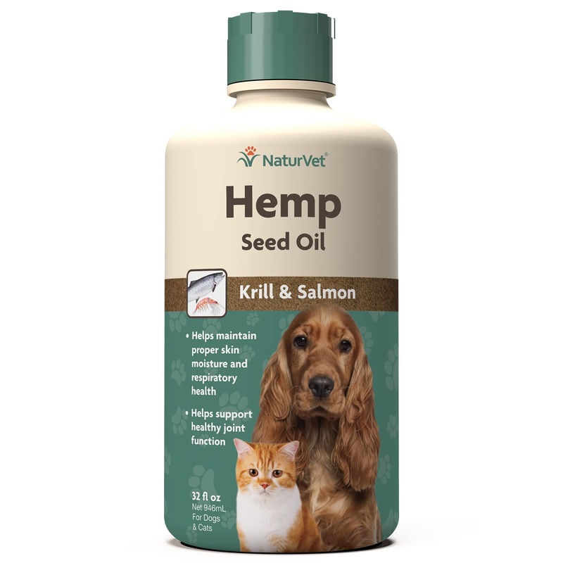 NaturVet Hemp Seed Oil Krill and Salmon, 32 oz. Liquid, Made in The USA 32 fl oz