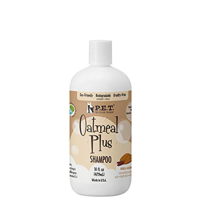 Oatmeal Plus Shampoo for Dogs  Moisturizing Formula for Itchy, Allergy-Prone Skin, Vanilla Almond  Made in USA by P.E.T. (16 fl. oz) 16 oz