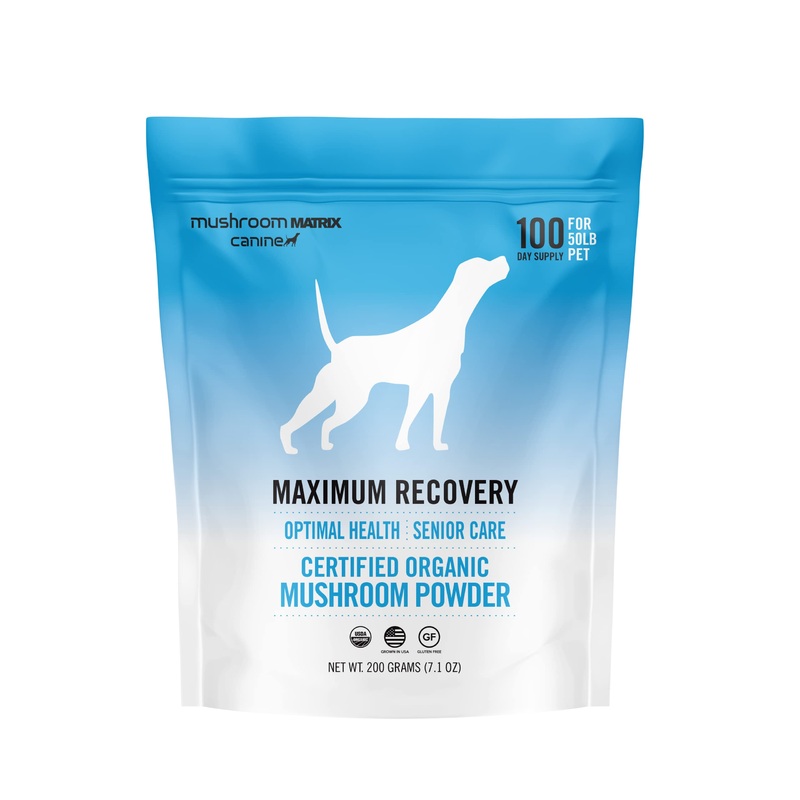 Om Mushroom Matrix Maximum Recovery Mushroom Pet Supplement Powder, Supports Optimal Health & Senior Care for Dogs & Cats, 200 Grams, 7.1 oz 200 gram pouch