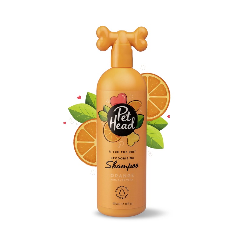 Pet Head Ditch The Dirt Dog Shampoo | Orange Scent | Deodorizing Shampoo for Smelly Dogs | Deep Cleans and Removes Odors | Vegan | Gentle Formula for Puppies | Made in USA | 16 fl. oz.