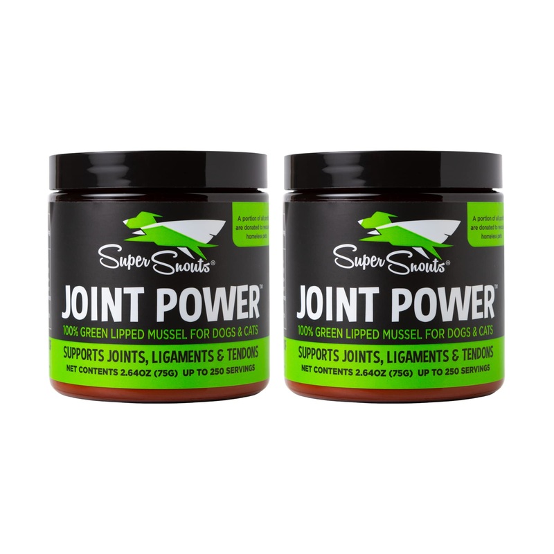 Super Snouts Joint Power 100% Green Lipped Mussels for Dogs & Cats – Dog Joint Supplement Powder Supports Joints, Tendons, Ligaments (2.64 oz, Pack of 2)
