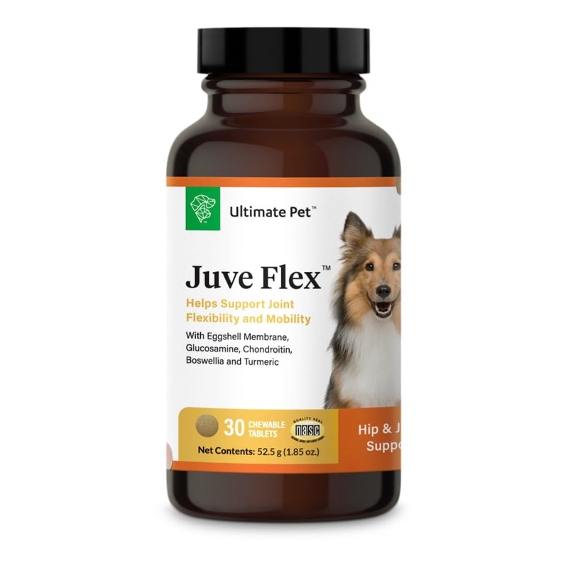 ULTIMATE PET NUTRITION Juve Flex, Hip and Joint Soothing Support Supplement for Dogs, Cartilage, Collagen and Stiffness Support, 30 Chewable Tablets New Packaging