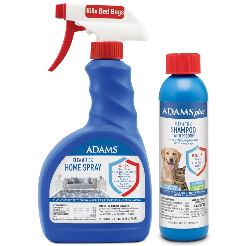Adams Home Spray + Shampoo Bundle