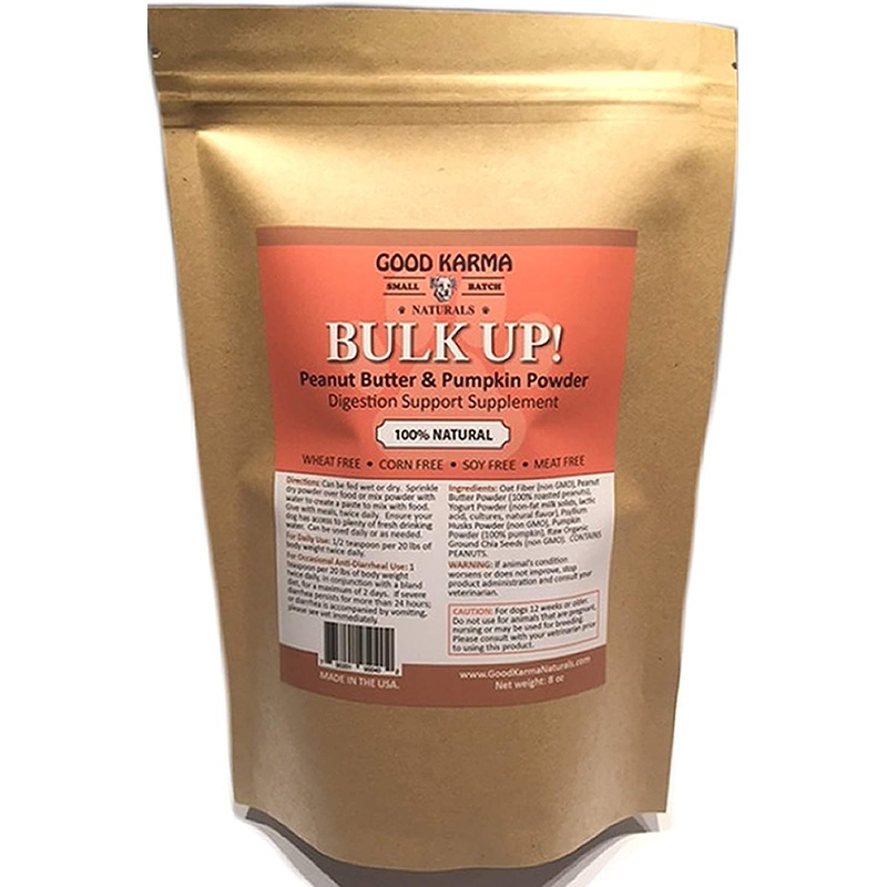 All Natural Digestion Support, Diarrhea Relief & Anal Gland Health Supplement for Dogs – Good Karma Naturals Bulk Up 100% Natural Dog Digestive Fiber Pumpkin Powder (8oz Bag)