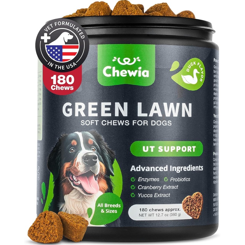 Canine Green Lawn, Dog Maintenance Chews – Enzymes, Probiotics, Cranberry Extract – All Dog Breeds & Sizes – Pet Supplies for Digestion Health