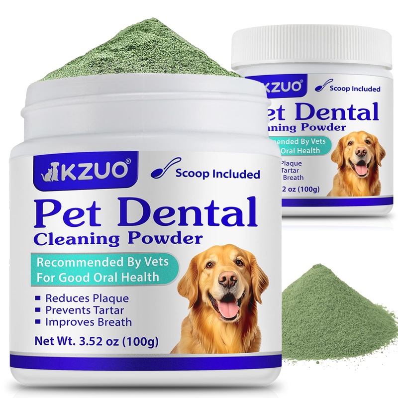 Dog Teeth Cleaning Powder – Dog Dental Powder – Dog Breath Freshener – Targets Tartar & Reduces Plaque & Bad Breath – Teeth Cleaning Made Easy Eliminate – for Small, Medium, Large Dogs (2PCS)