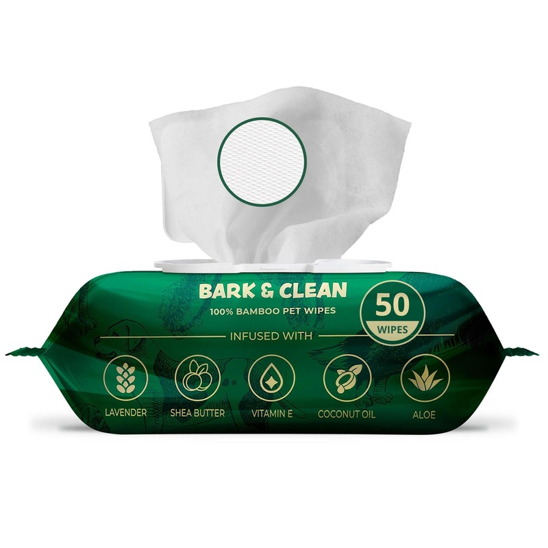 Dog Wipes for Cleaning and Deodorizing – 50 8.5″ x 9″ Bamboo Pet Wipes – Compostable, Hypoallergenic Puppy Wipes – Dog Wipes for Paws, Butt, and Body 50 Wipes (1 Pack of 50)