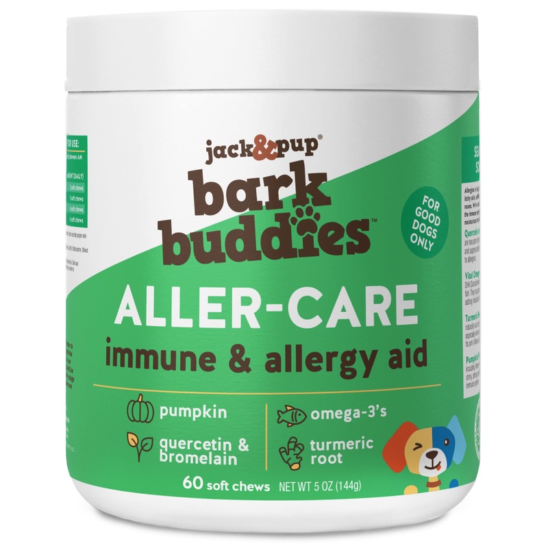 Jack&Pup Dog Allergy Chews – Bark Buddies Aller-Care Soft Chew Bites Itch Relief for Dogs & Allergy Support for Dogs – Dog Immune Supplement, Dog Skin Allergies Treatment and Anti Itch for Dogs 60ct 60 Chews