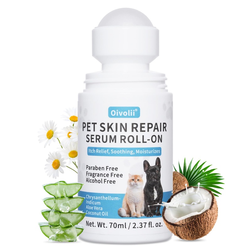 Natural Skin Soother,Roll-On (2.3fl oz) Allergy and Itch Relief for Dogs & Cats,Rapid Healing & Hair Regrowth, Moisturizer for Dry Skin,Hot Spots Quick Repair,with Coconut Oil