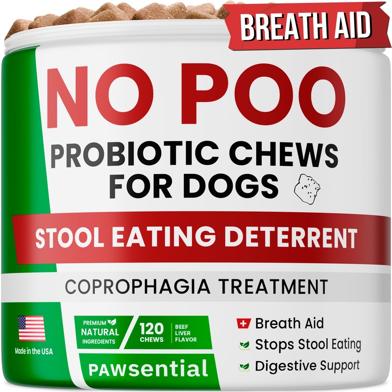 No Poo Chews for Dogs – Coprophagia & Stool Eating Deterrent with Probiotics, Digestive Enzymes & Breath Aid Support – Stop Dog Poop Eating – Made in USA – 120 Soft Chews 120 NO POO Probiotics NO Poo Chews