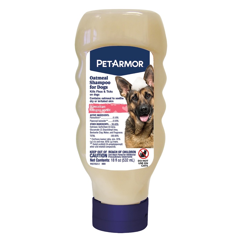 PetArmor Flea & Tick Protection Oatmeal Shampoo for Dogs, Hawaiian Ginger Scent, 18 oz Hawian Ginger Shampoo 18oz