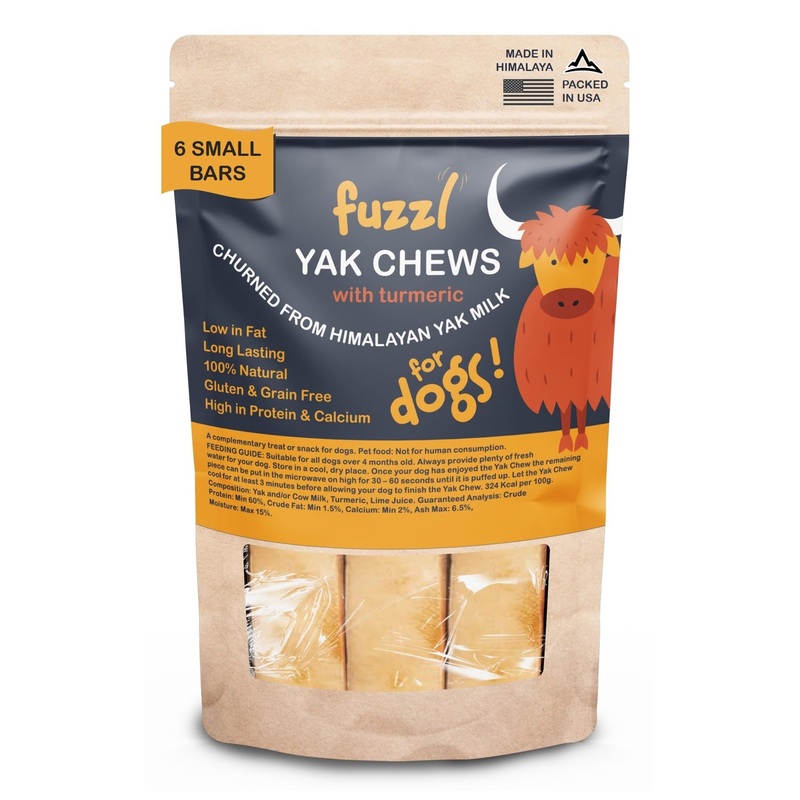Premium Yak Cheese Himalayan Dog Chews with Superfood Turmeric – 6 Bars Small Natural Dog Treats Milkbone Yak Chews No Hide Dog Food Long Lasting Dog Dental Sticks Milk Chews Cheese Stick 6 x Sml 6 Count (Pack of 1)