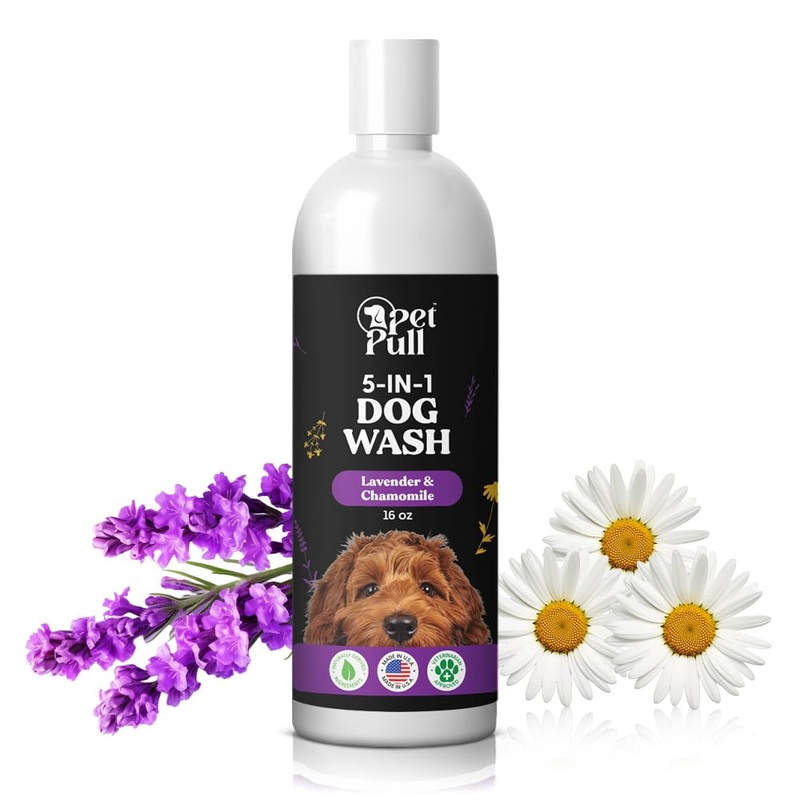 5-in-1 Dog Wash – Plant Based Dog Grooming Supplies for Dogs Cleanses – Skin Care Dog Wash Shampoo – Sulfate Free, All Natural Puppy Wash -Lavender and Chamomile Scent -Made in USA (16 Fl Oz) Lavender and Chamomile