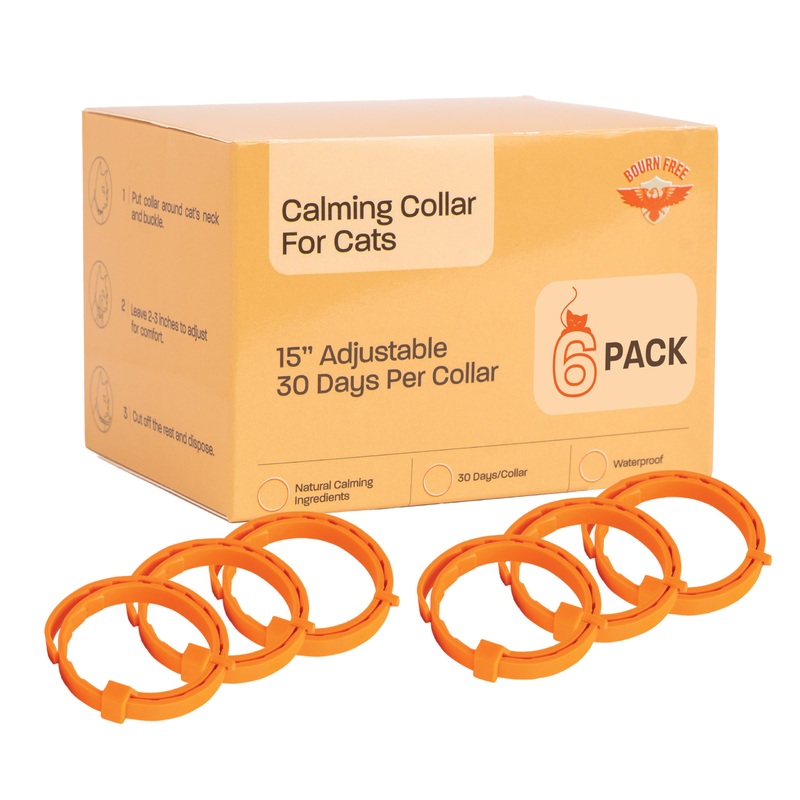 6 Pack Calming Collar for Cats – Calming Cat Collar, Cat Pheromone Collar, Cat Calming Collar for Anxiety – Efficient Relieve Reduce Stress Relief for Cats, Ideal for Meowing and Anxiety Reduction 6 Pack Extra Calming – Orange
