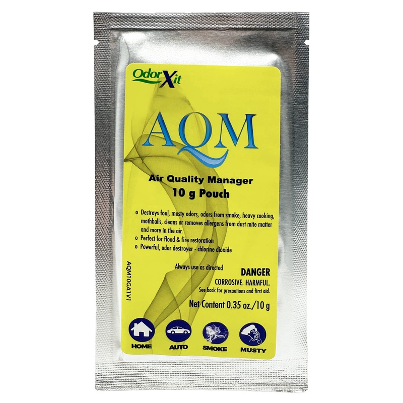 AQM by OdorXit, Air Quality Manager Chlorine Dioxide Odor Removal Packet, Dog Odor Eliminators for Home, Wet Dog Smell & Car Deodorizer, Strong Smell Neutralizer, 10g 0.35 Ounce (Pack of 1)