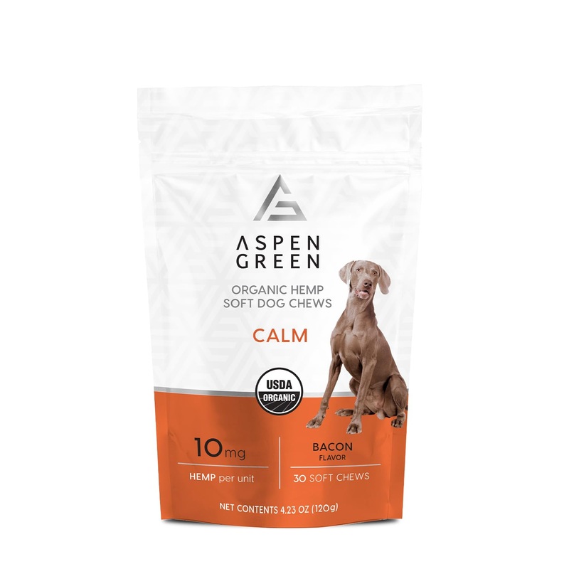 Aspen Green USDA Certified Organic Hemp Calming Chews for Dogs – Soft Dog Calming Treats May Support Dog Anxiety Relief (10mg Organic Hemp per 4g Chew – 30 Hemp Treats for Dogs per Bag) – Bacon Flavor 30 Count (Pack of 1)