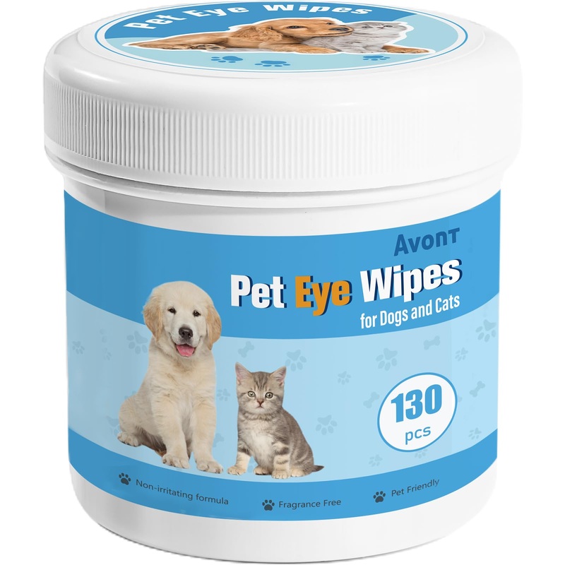 Avont Dog Eye Wipes Tear Stain Remover, 130 Pcs Cat Eye Cleaner for Discharge Crust, Gently Cleaning Pet Faces 1